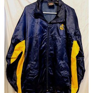 USN United States Navy Windbreaker Oarsman Size Large Zip Up Pockets Gold